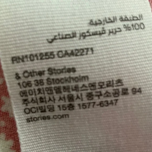 & Other Stories Pink Floral V Neck Wrap Midi Dress Ruched Puffed Sleeves SZ 6 - Picture 11 of 14